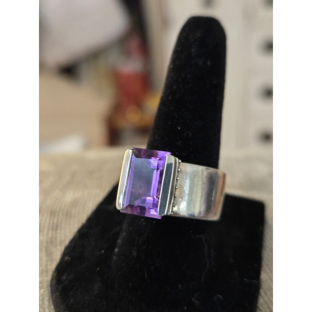 Artisan Amethyst Sterling Ring Sz 7.5 Vintage Stunning!